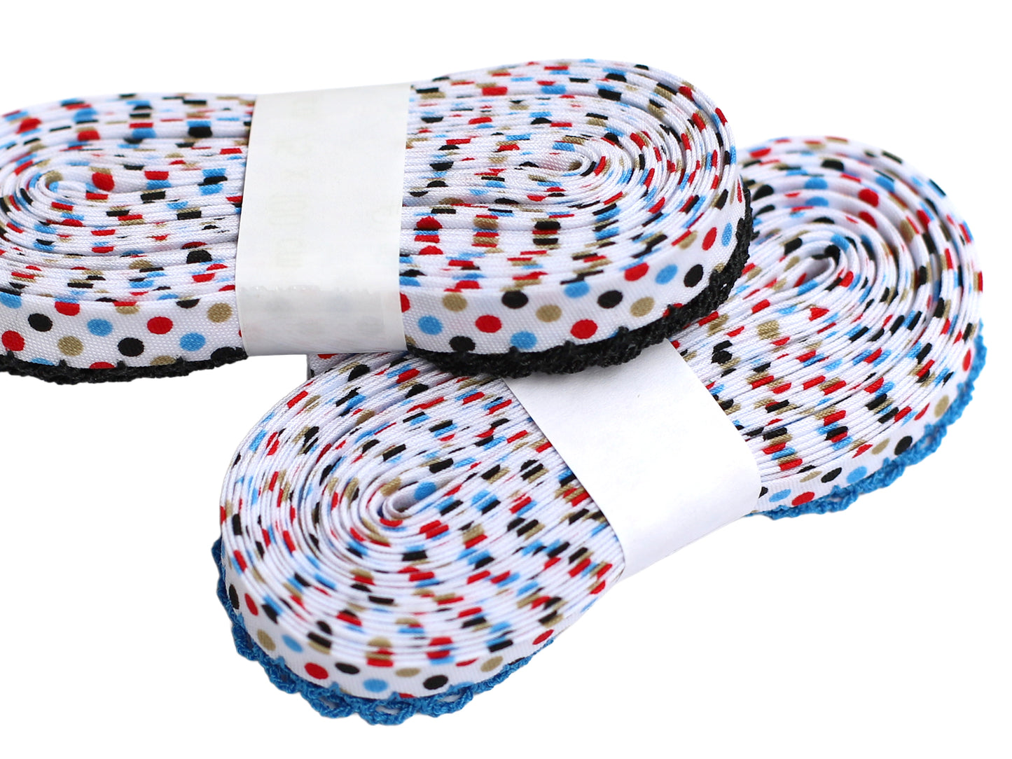 3m Schrägband mit Häkelborte - Sommer Punkte - türkis