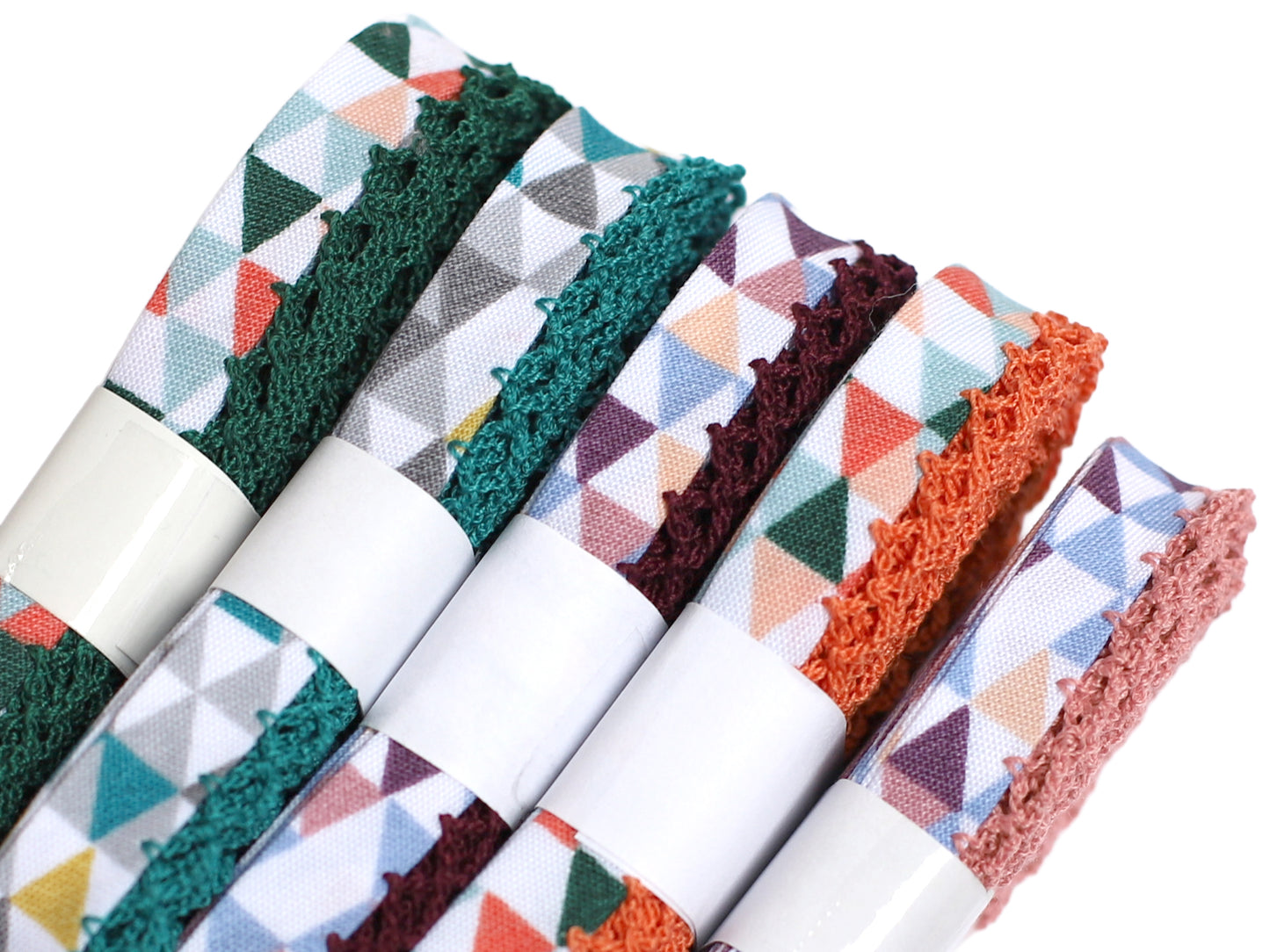 3m Schrägband mit Häkelborte - Dreiecke - altrosa