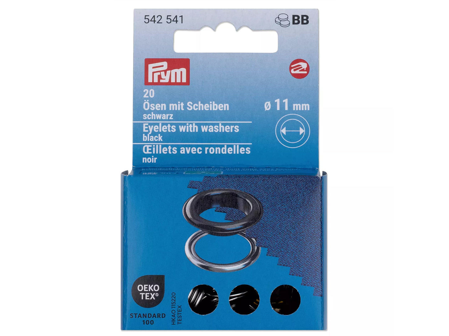 Prym - 20 Ösen mit Scheiben Ø 11 mm - schwarz