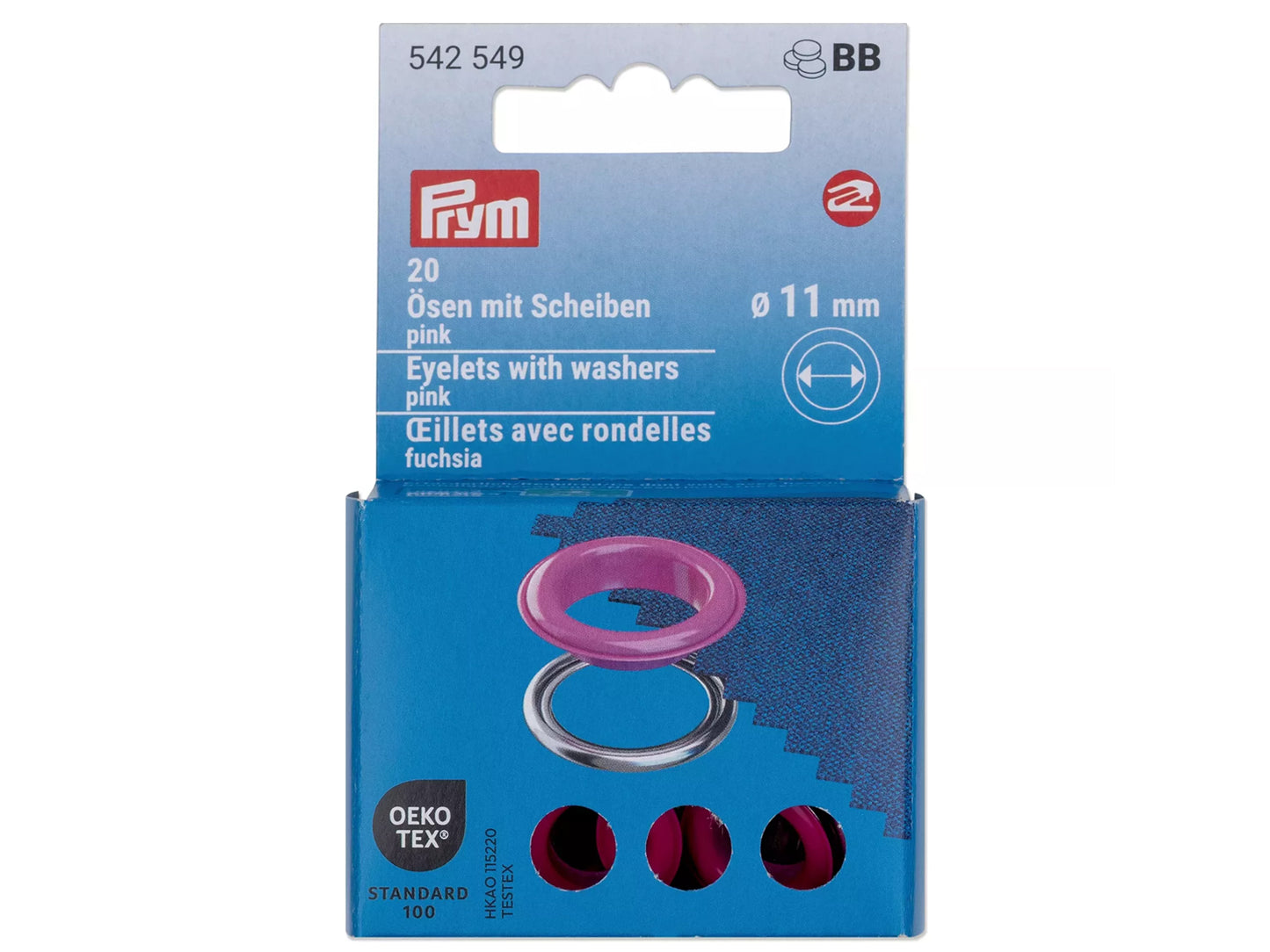 Prym - 20 Ösen mit Scheiben Ø 11 mm - pink