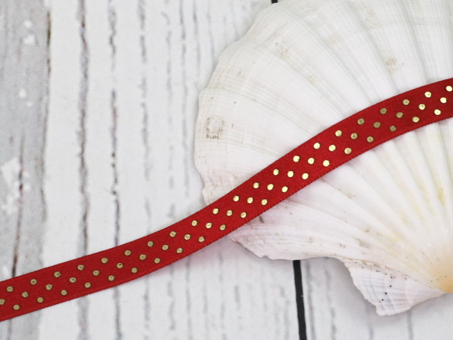 band-satinband-satin-zierband-borte-tupfen-punkte-dots-gold-rot