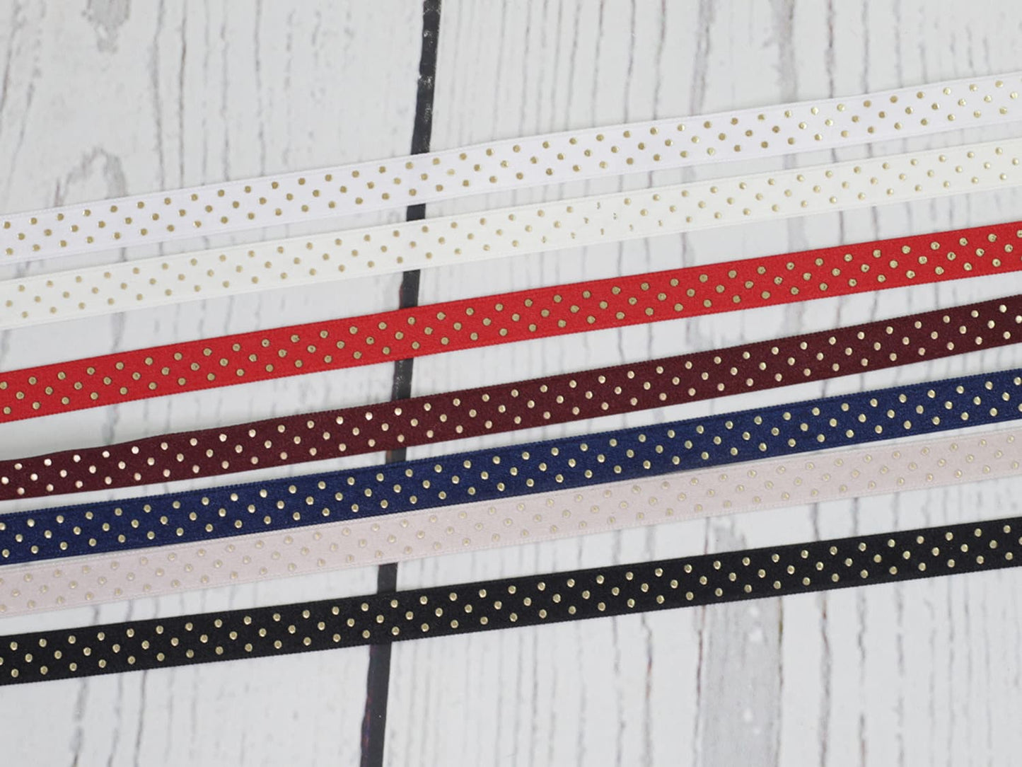 band-satinband-satin-zierband-borte-tupfen-punkte-dots-gold-verschiedene-farben