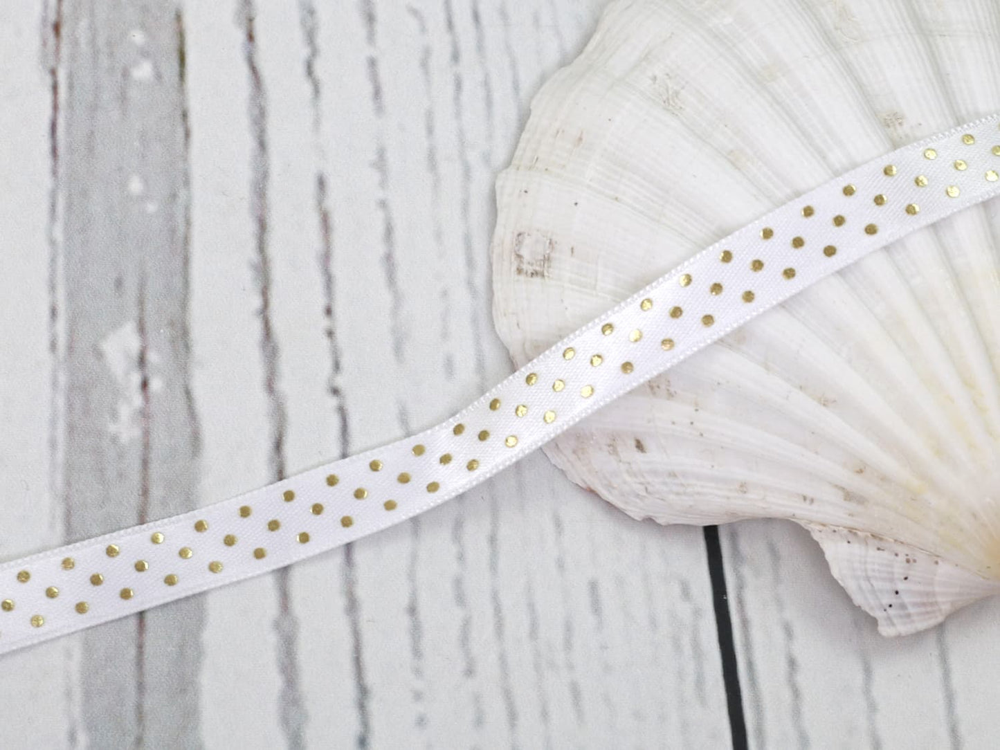 band-satinband-satin-zierband-borte-tupfen-punkte-dots-gold-weiss