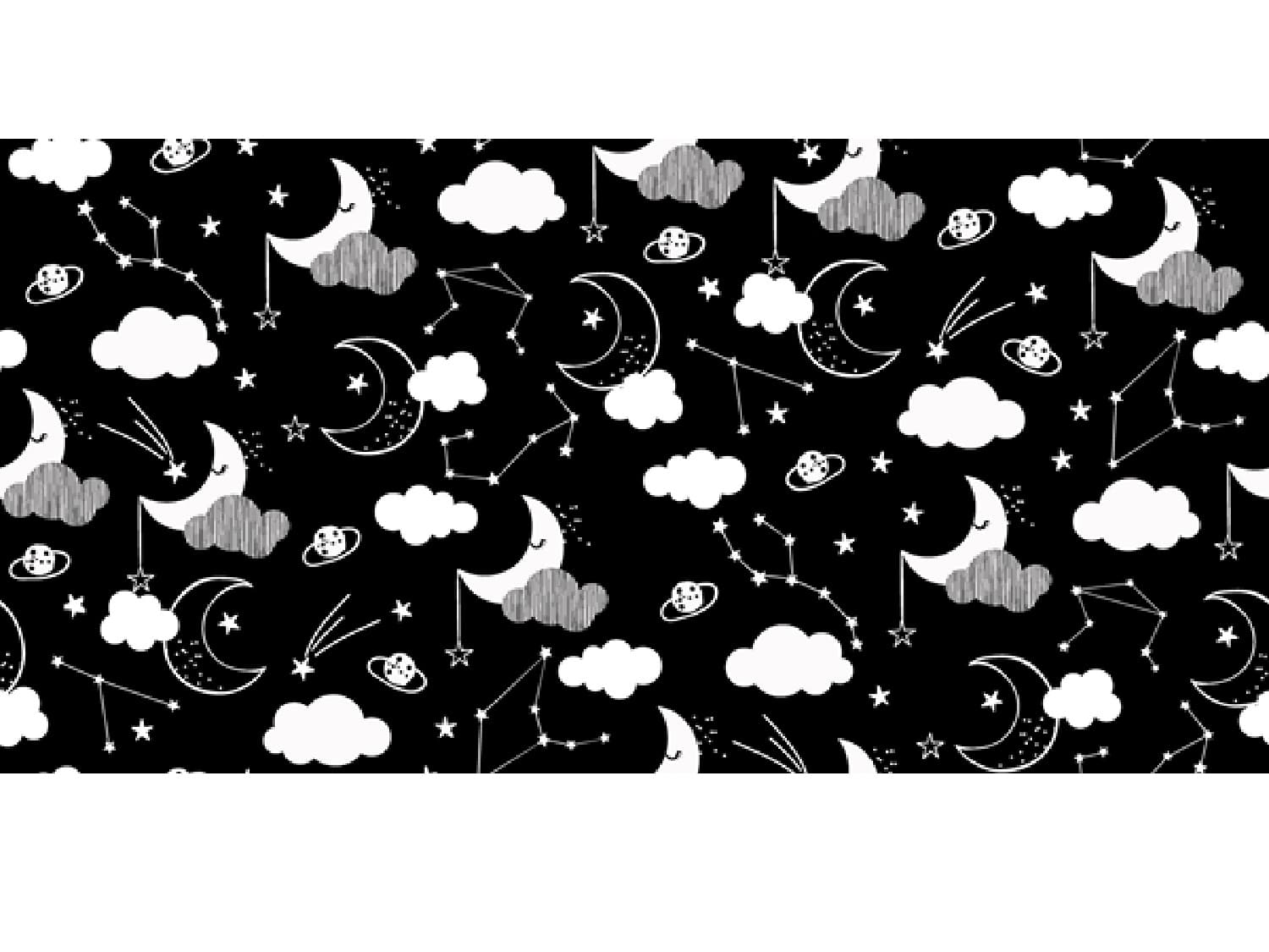 Baumwolle FLANELL Don't forget to dream Mond Sterne schwarz