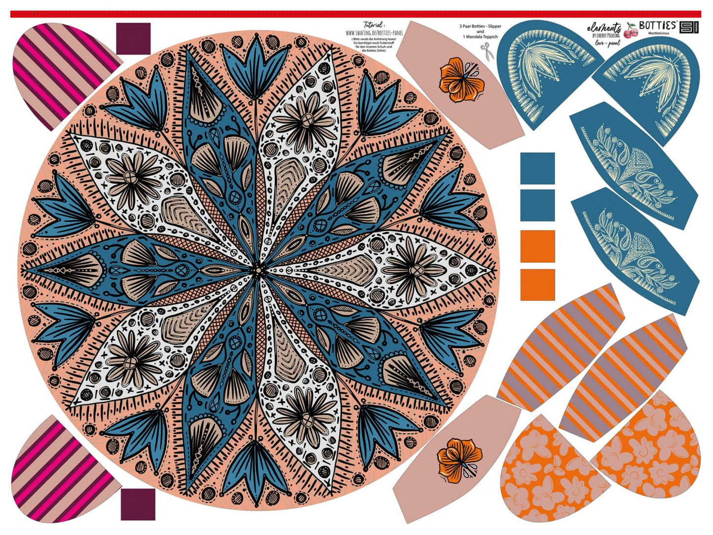 baumwolle-stoff-panel-blau-cherry-picking