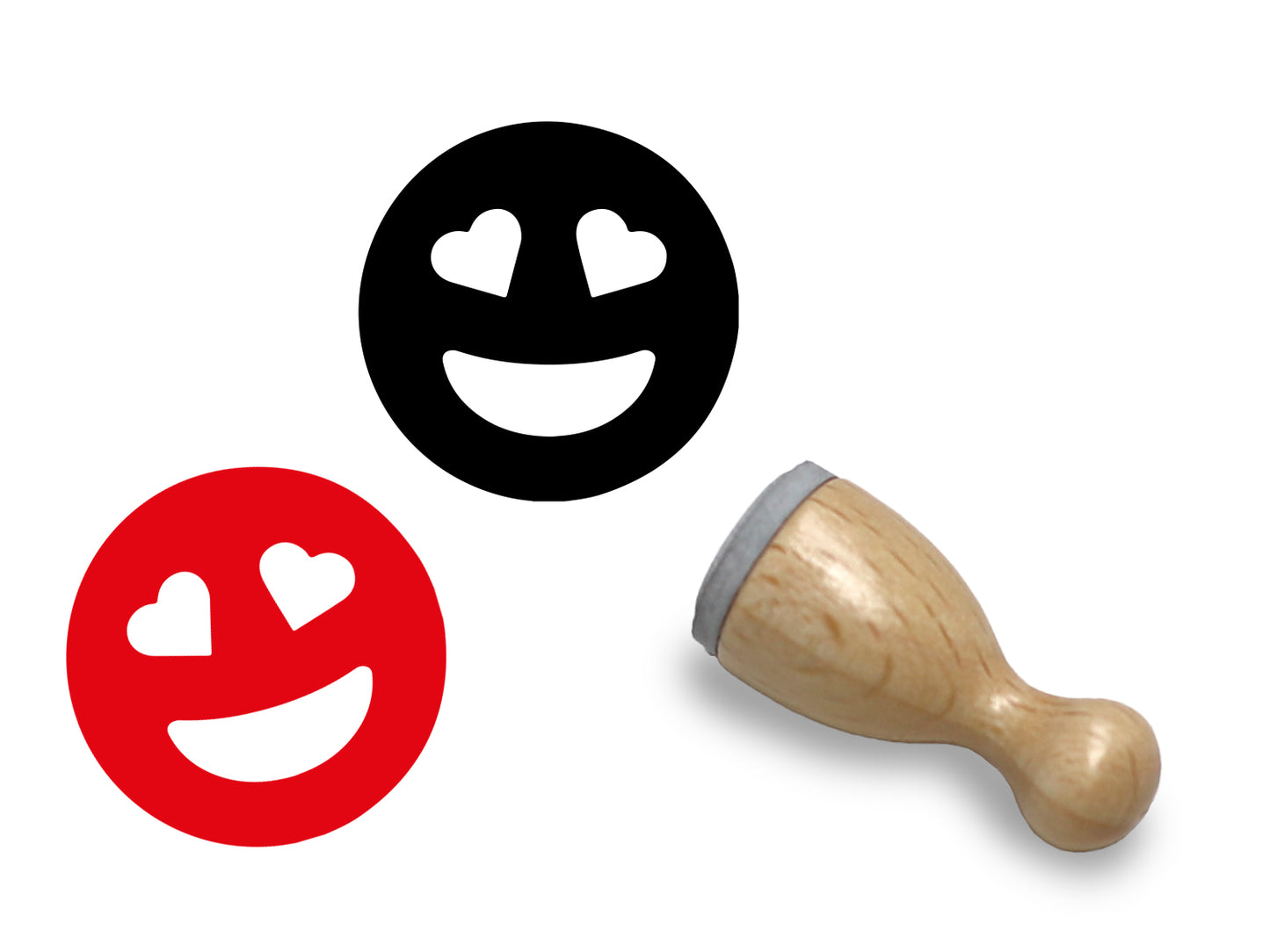 Mini Holzstempel - Gesicht mit Herzaugen