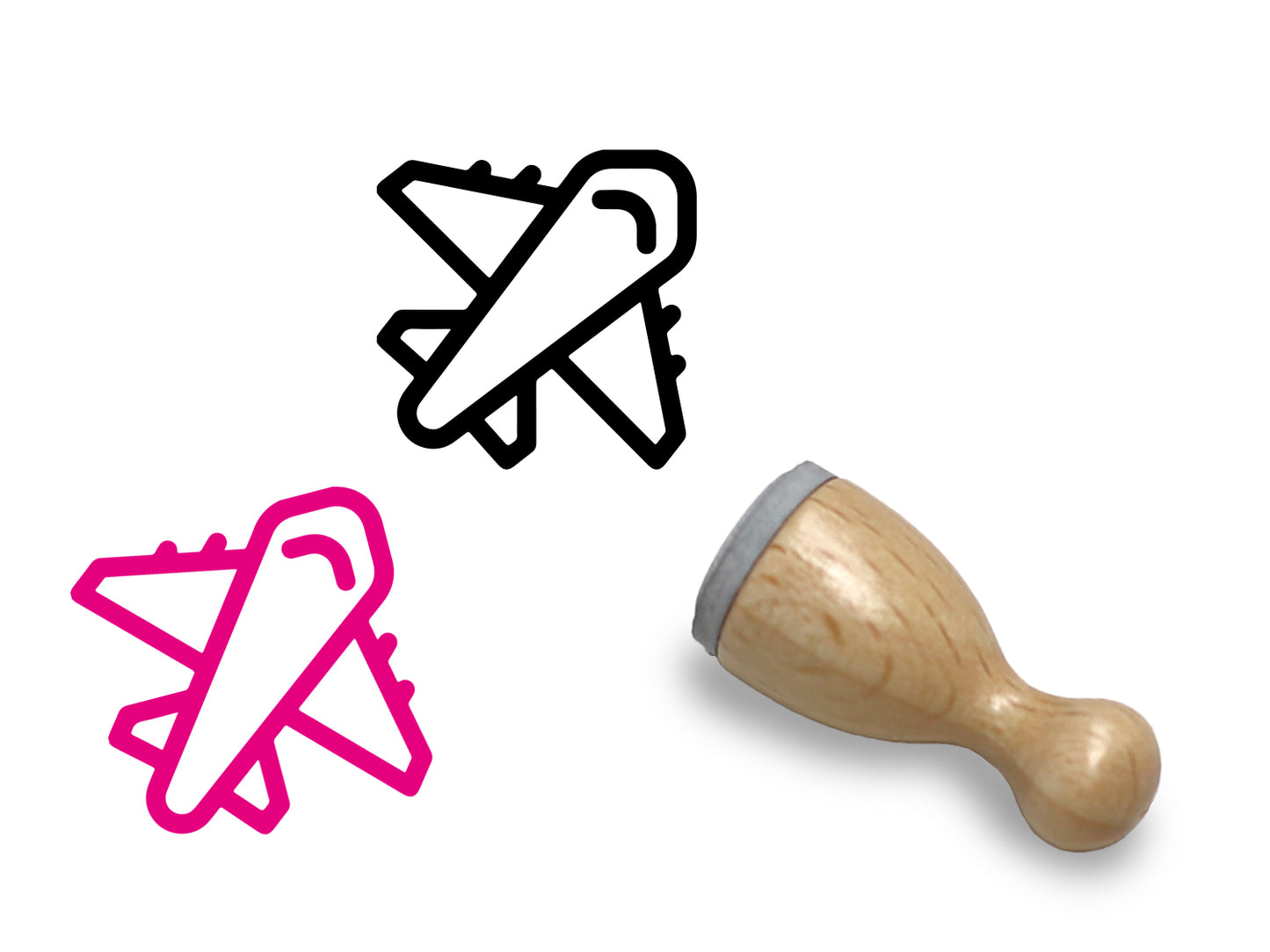 Mini Holzstempel - Flugzeug