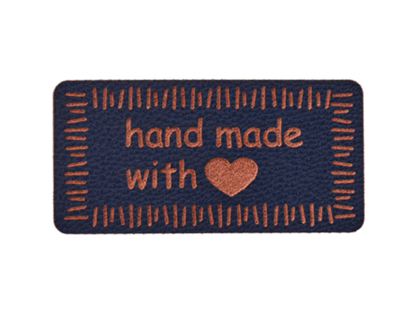 Soft faux leather label - Handmade with ❤ - dark blue