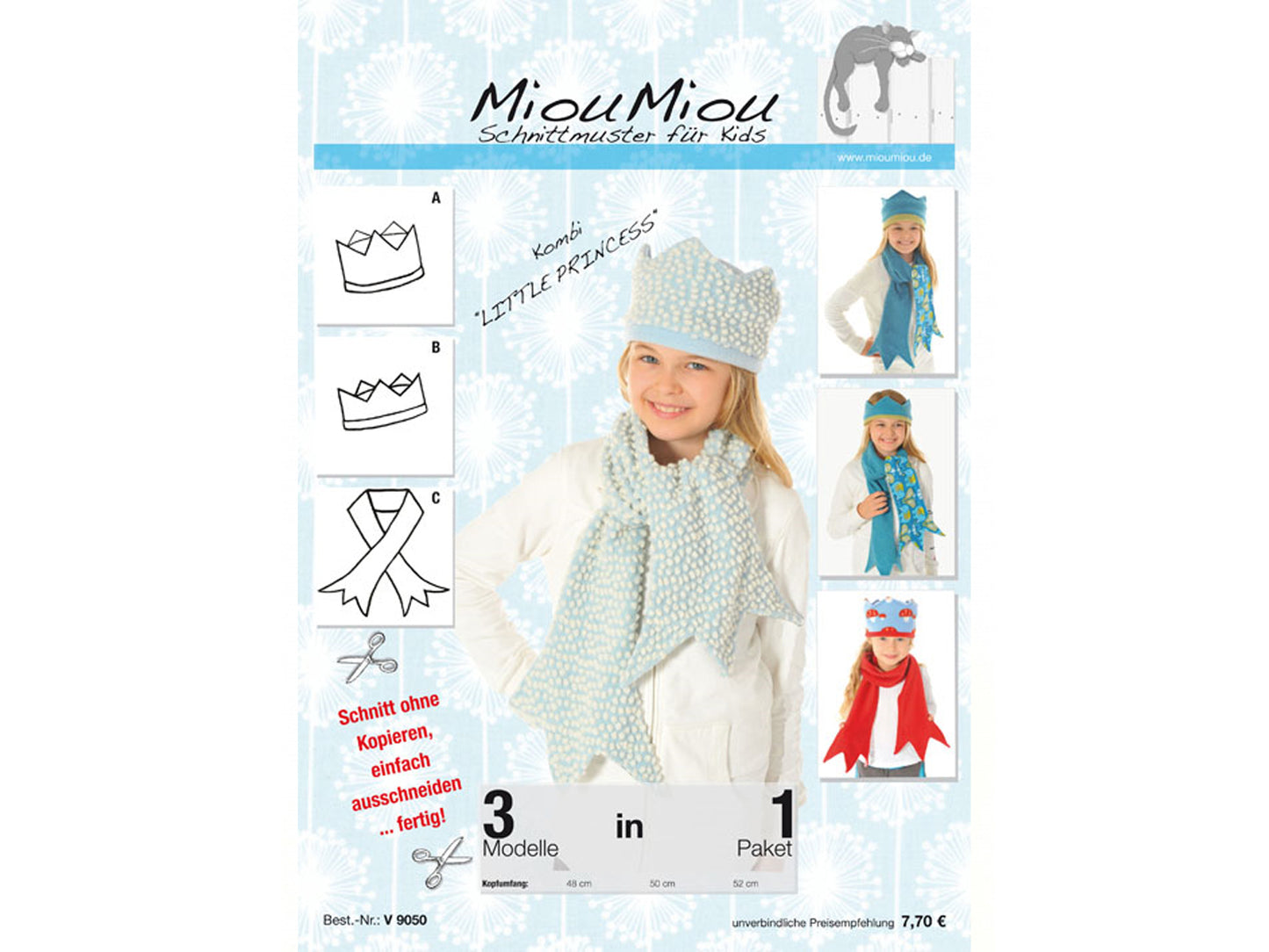 Miou Miou Schnittmuster Little Princess Papierschnittmuster für Mädchen mit Mütze und Schal.