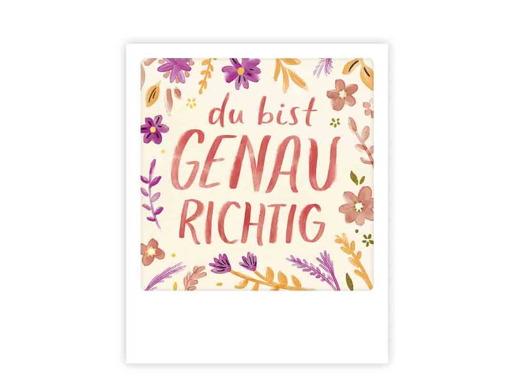 postkarte-polaroid-geschenk-karte-du-bist-genau-richtig