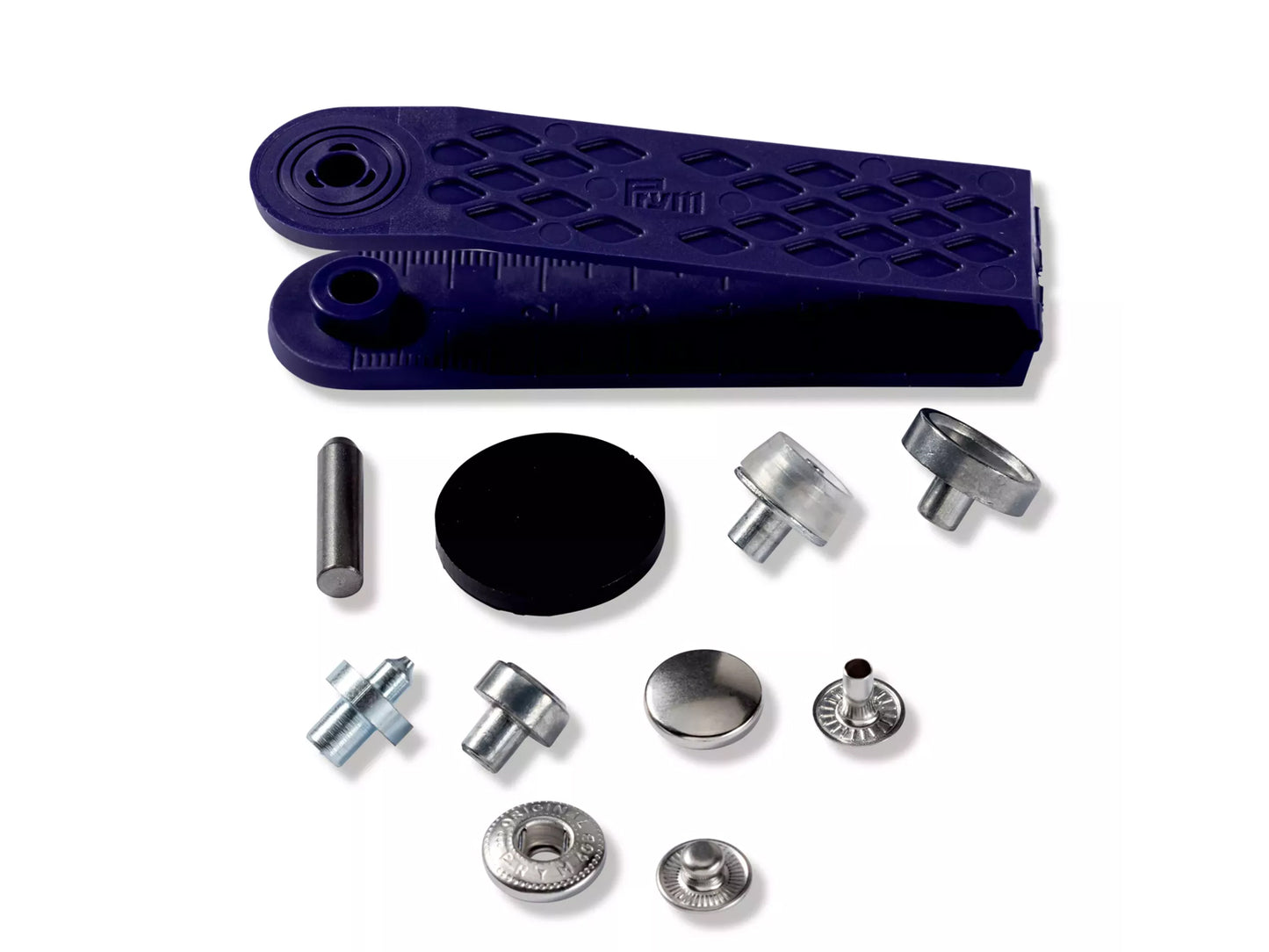 Prym Nähfreie Druckknöpfe für Anoraks mit Werkzeugen und verschiedenen Druckknöpfen, 12mm, silberfarbig.