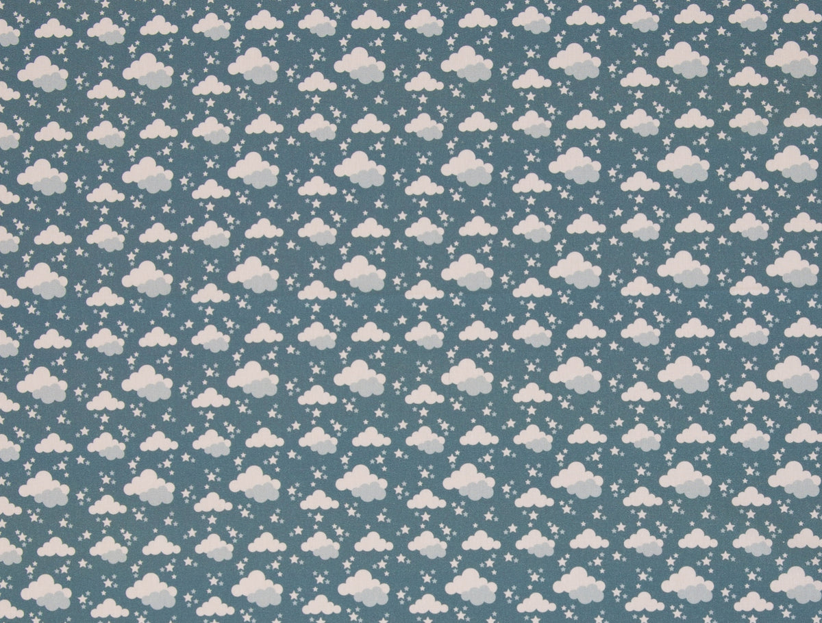 BAUMWOLLE Stoff - Wolken blau