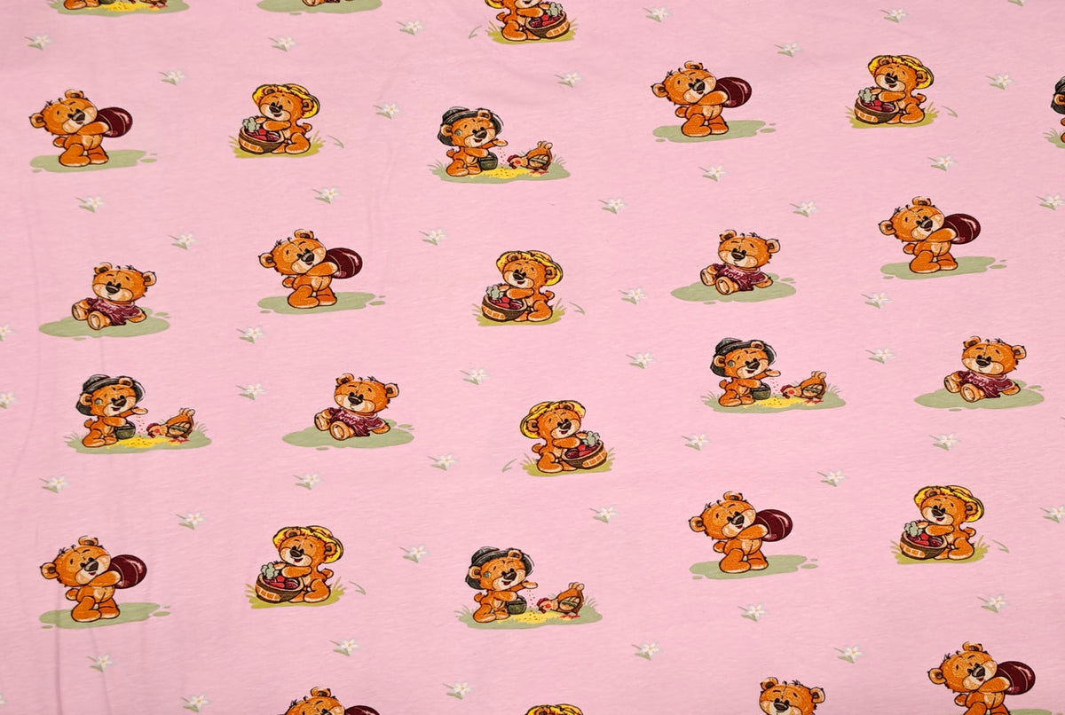 Jersey Stoff - Teddy rosa