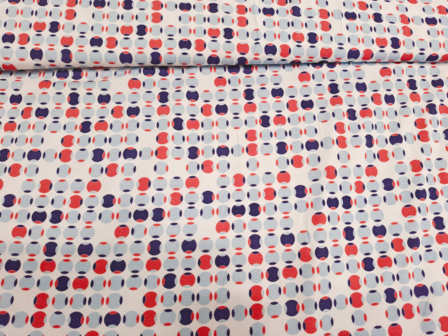Viskose Jersey Stoff - Retro blau rot