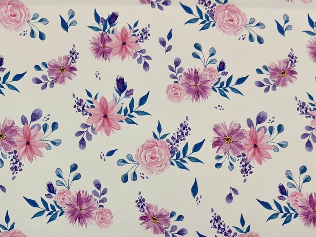 French Terry - Blumenbouquet lila, pink