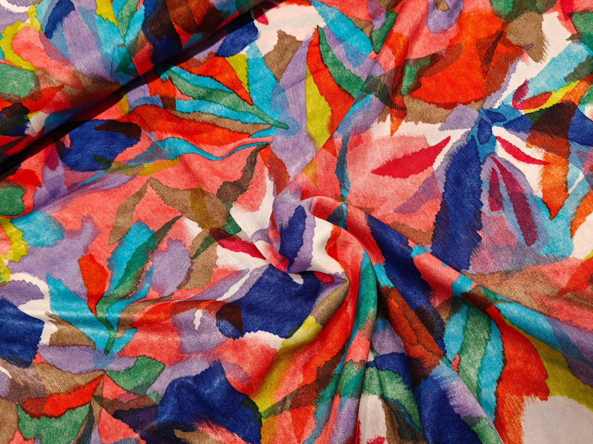 Satin Stoff, Webware - rot, royalblau