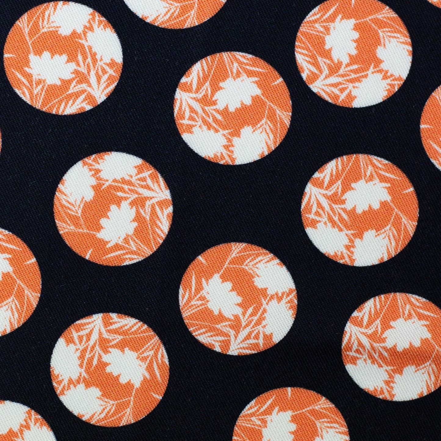 Viskose Stoff, Webware - Fabrienne - Blumenkreise orange