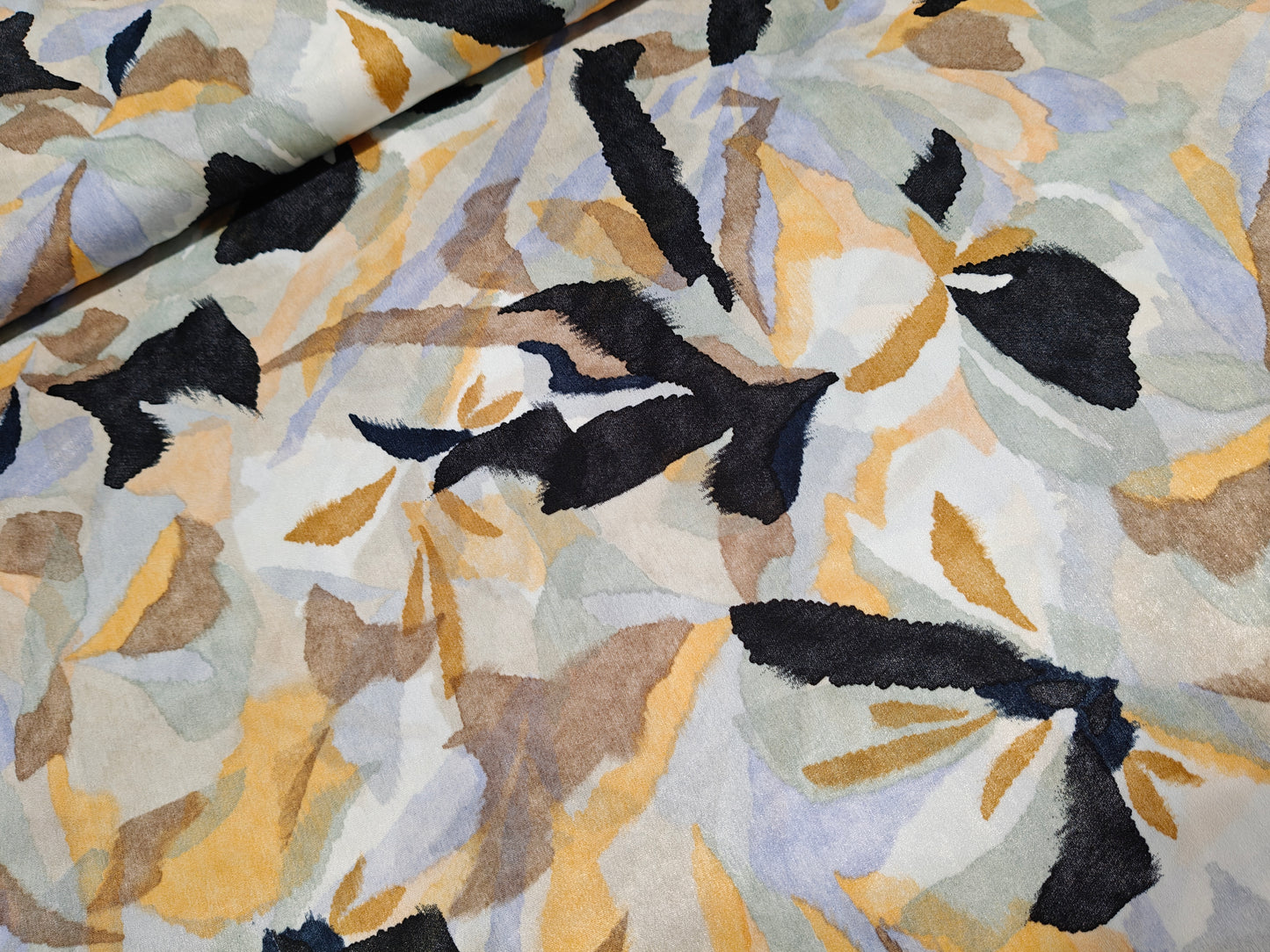 Satin Stoff, Webware - blassmint, schwarz