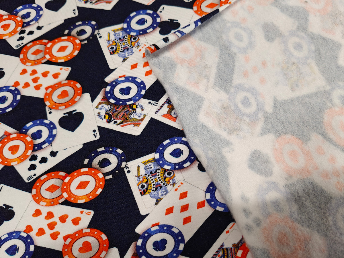 Sweat Stoff - Poker, dunkelblau