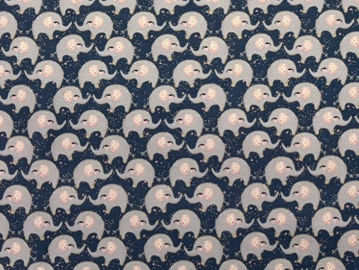 Jersey Stoff - Elefant dunkelblau