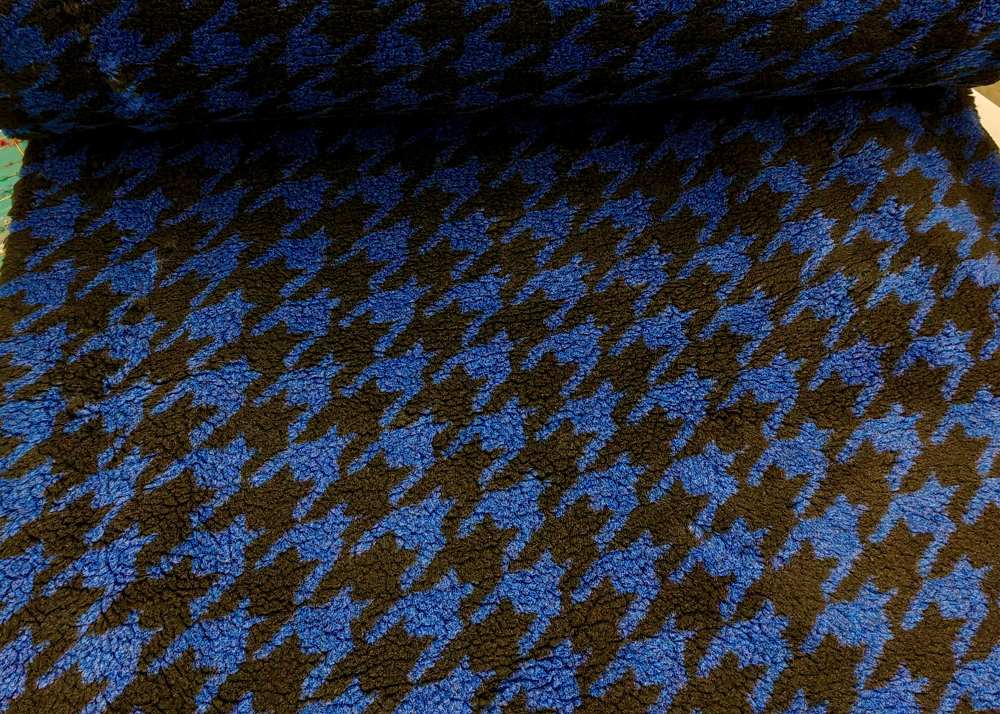 Dicker Teddy Plüsch Stoff - schwarz,dunkelblau
