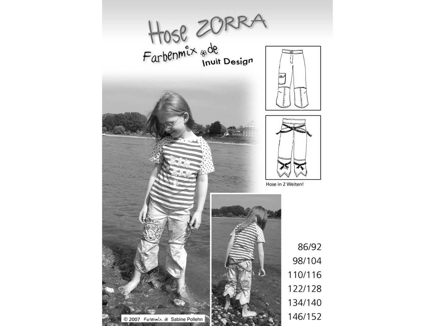 Farbenmix Kinderhose Schnittmuster - Hose Zorra für Kinder in verschiedenen Größen, ideal für Sommer und Übergangszeit.