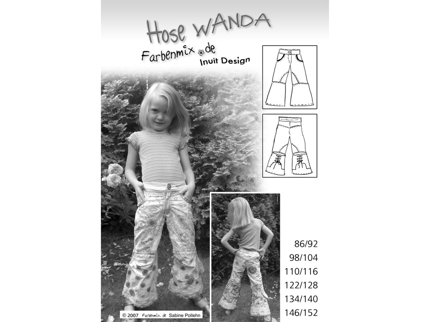 Farbenmix Kinderhose Schnittmuster - Hose Wanda mit leichtem Schlag in verschiedenen Größen 86/92 bis 146/152.