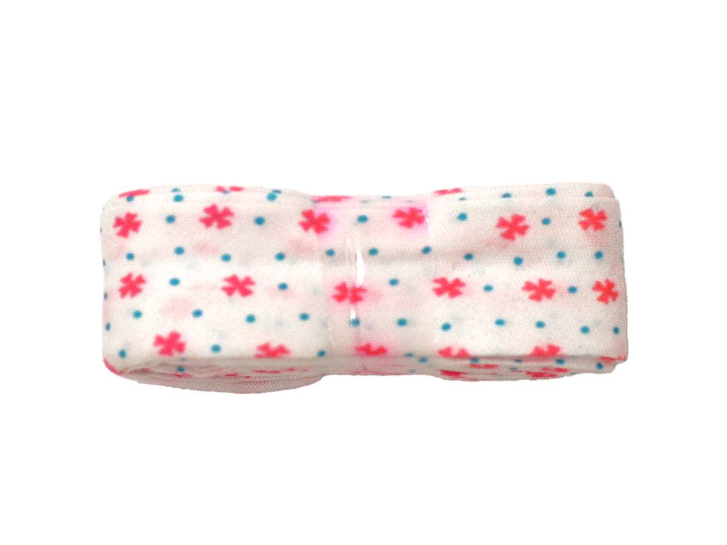 3m Schrägband - Mini Blumen & Pünktchen - weiß-pink