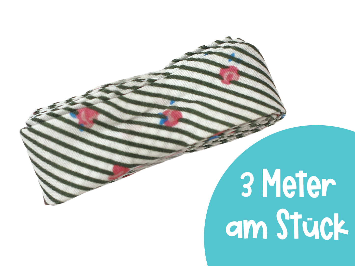 3m Schrägband - Vintage Rose - dunkelgrün
