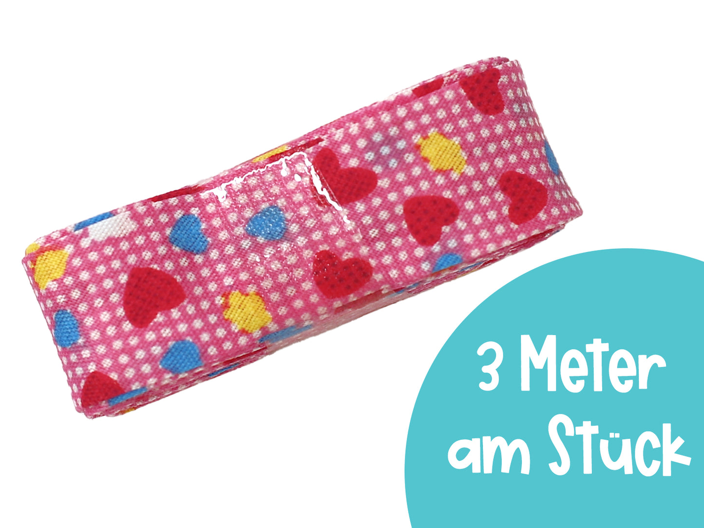3m Schrägband - Herzchen - pink