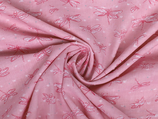 Bekleidungsstoff - Libellen - rosa