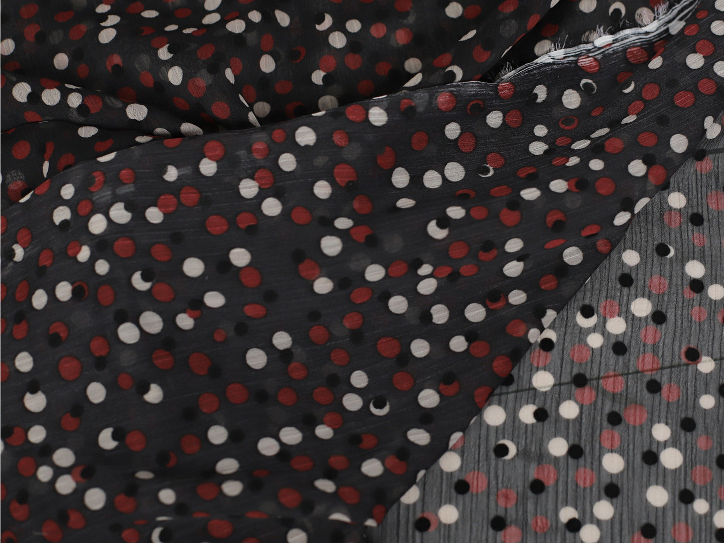 Chiffon - Tupfen - schwarz,rot