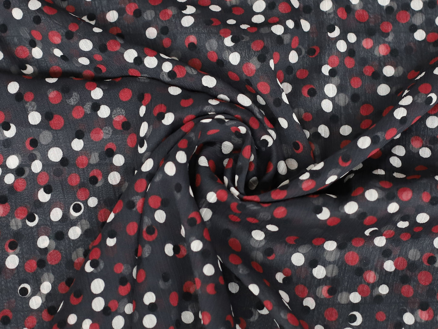 Chiffon - Tupfen - schwarz,rot