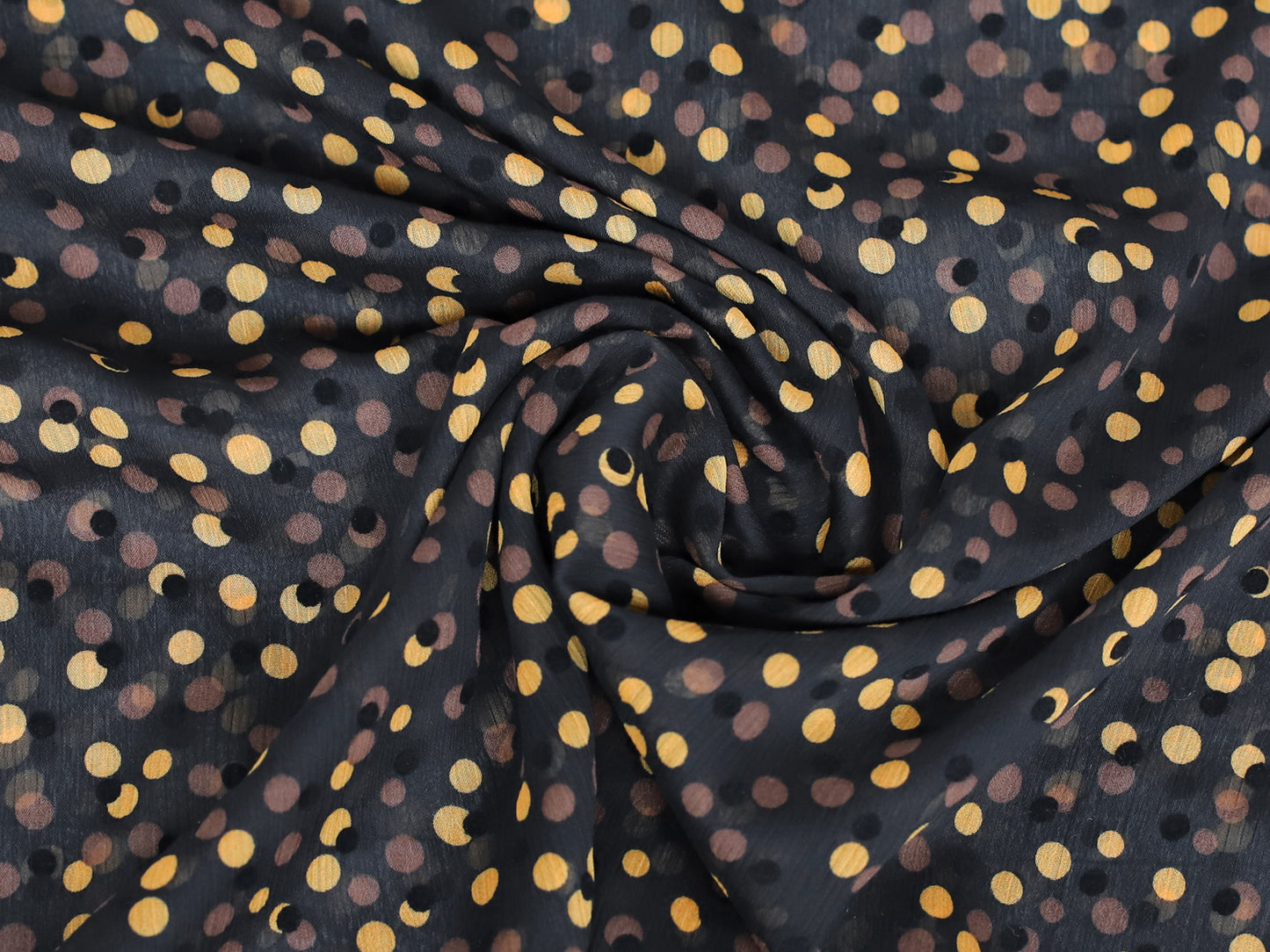 Chiffon - Tupfen - schwarz,gelb