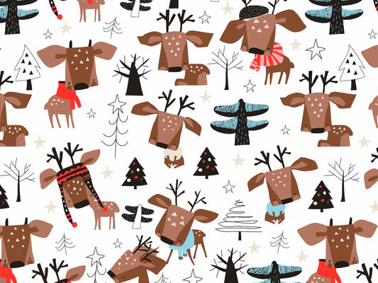 stoff-french-terry-baumwolle-sweat-sommersweat-unangeraut-winter-weihnachten-rentier-reh-hirsch-wald-baum