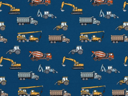 stoff-french-terry-sommersweat-baumwolle-baufahrzeuge-kran-traktor-blau