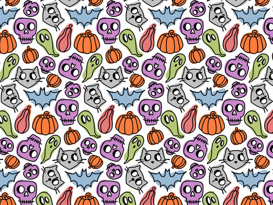 stoff-french-terry-sommersweat-baumwolle-kathi-kunterbunt-Halloween-chaos-totenkopf-katze-kuerbis-fledermaus