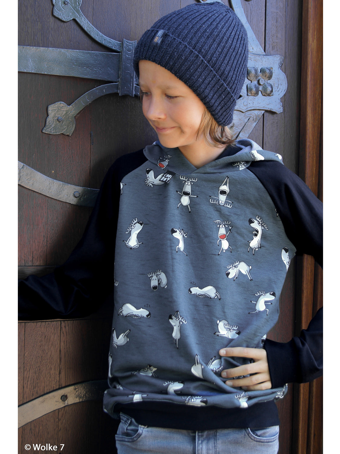 French Terry Stoff - Thorsten Berger WINTER MOODS - Rentiere, jeansblau