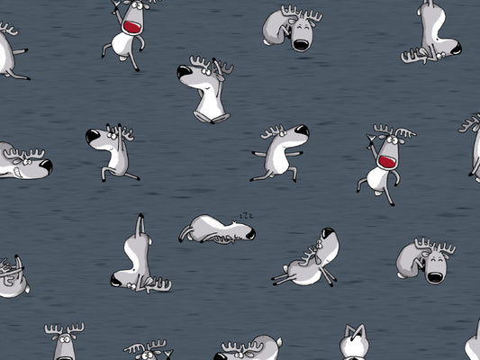 French Terry Stoff - Thorsten Berger WINTER MOODS - Rentiere, jeansblau