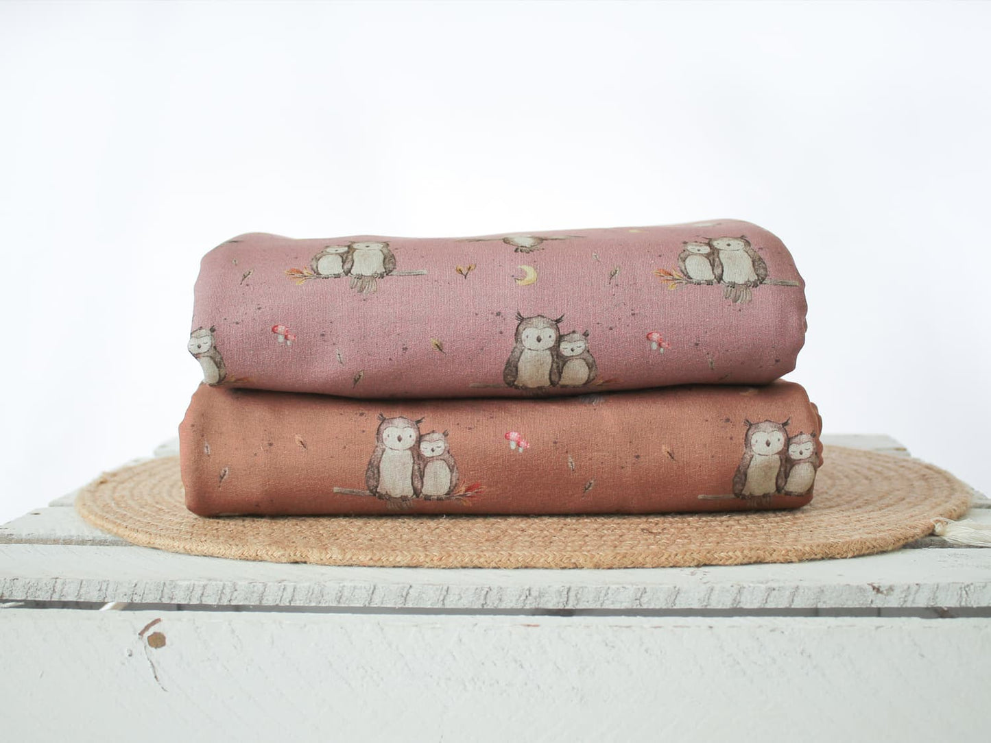 stoff-french-terry-sommersweat-baumwolle-swafing-zielinski-forest-friends-eule-serie