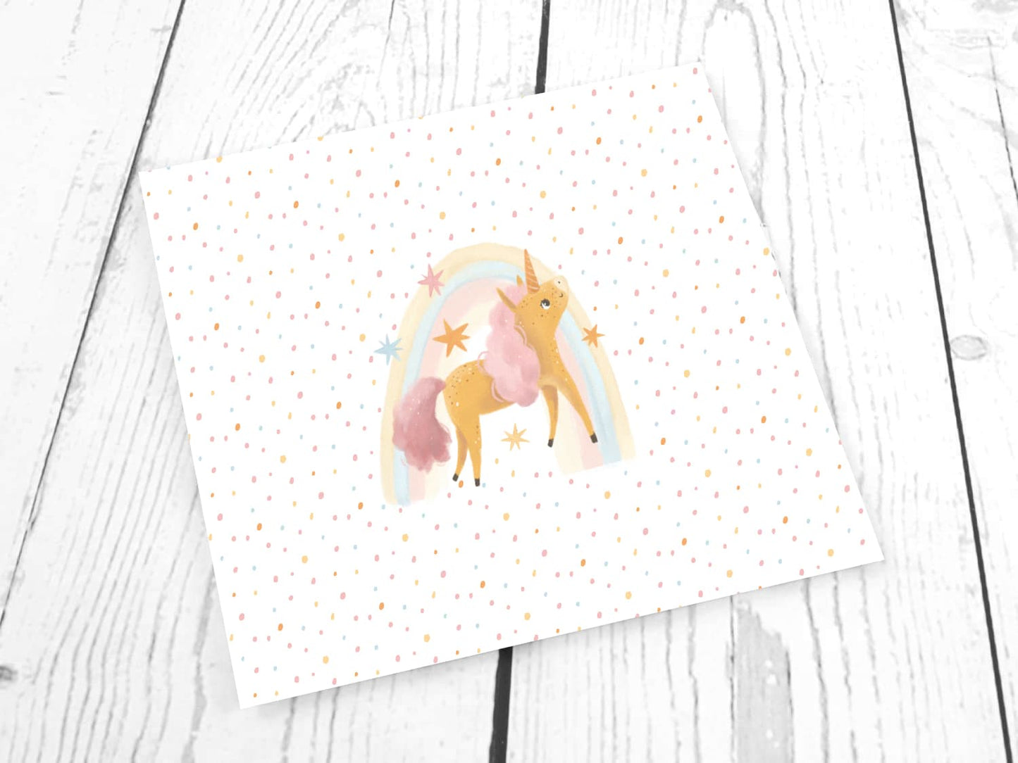 stoff-french-terry-sommersweat-kathi-kunterbunt-regenbogen-einhorn-magic-blumen-panel-senf-tupfen-2