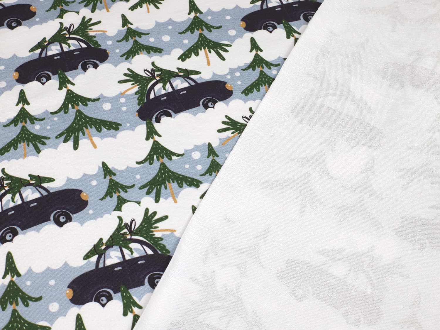 stoff-french-terry-sommersweat-sweat-baumwolle-kathi-kunterbunt-weihnachten-winter-winterwald-weihnachtswald-tannenbaum-auto-driving-home-for-christmas-blau-2