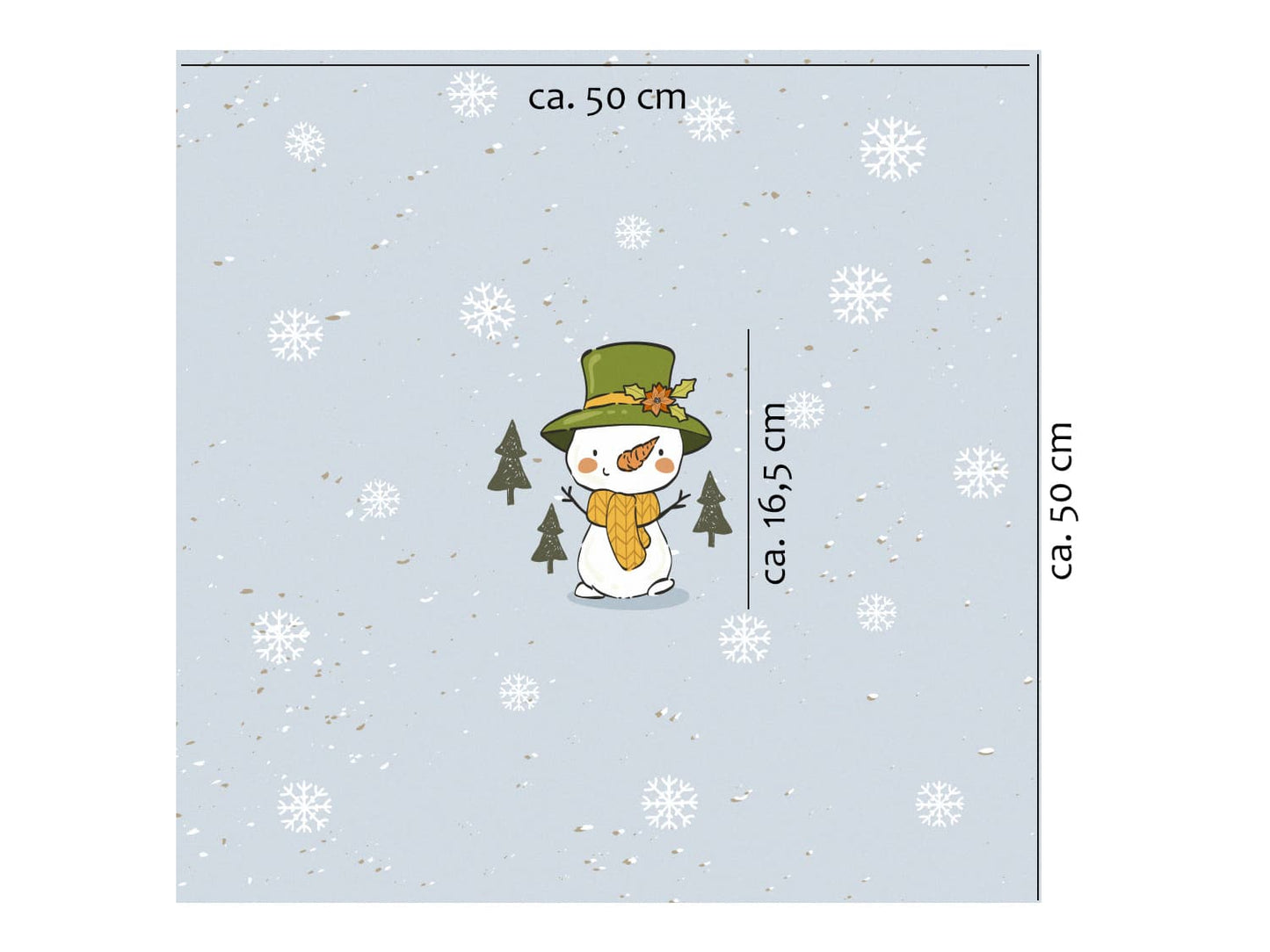 stoff-french-terry-sommersweat-sweat-unangeraut-baumwolle-kathi-kunterbunt-weihnachten-winter-schneemann-tannenbaum-schnee-schneeflocken-blaugrau-panel-schneemann-mit-hut-masse