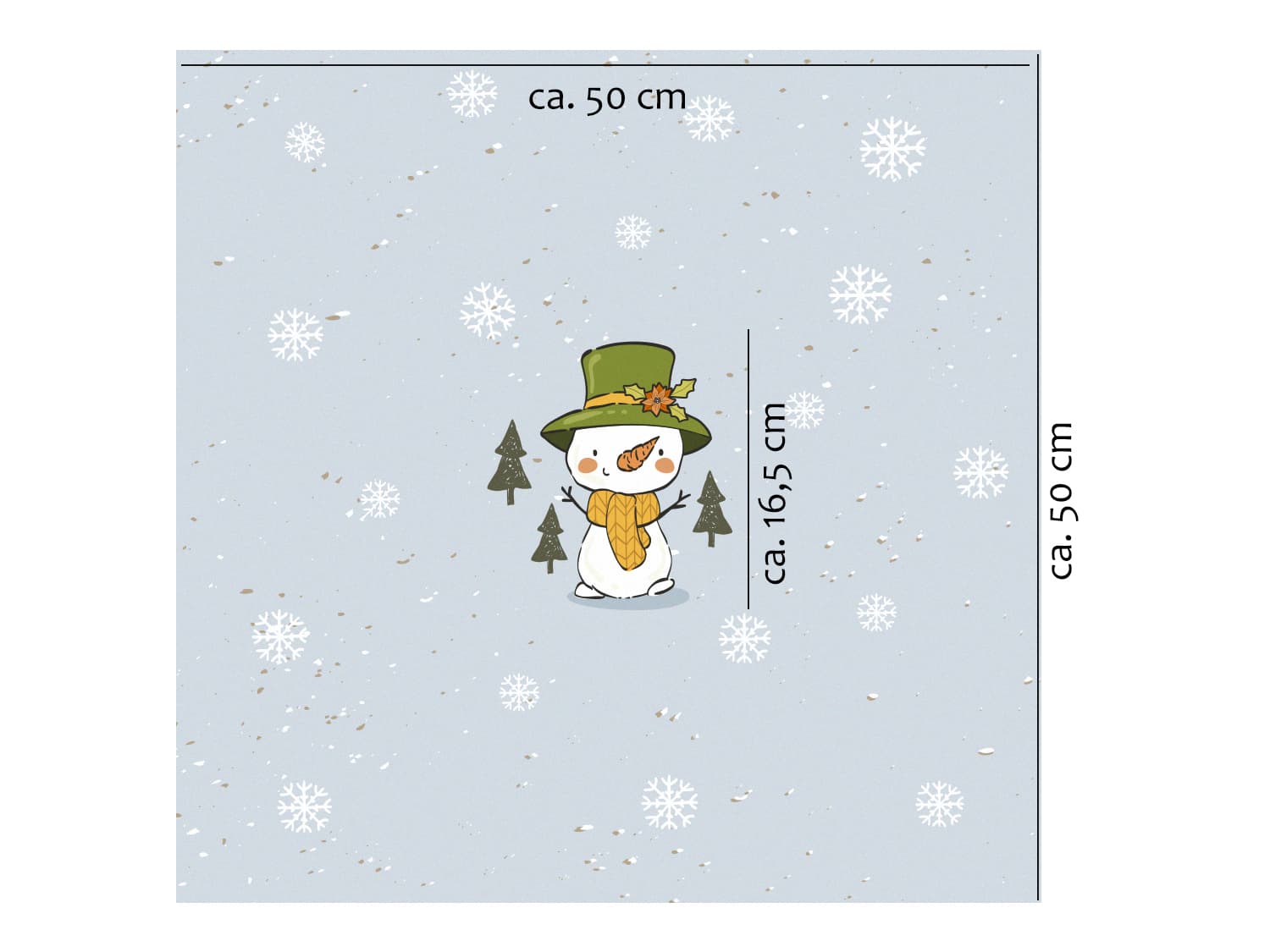 stoff-french-terry-sommersweat-sweat-unangeraut-baumwolle-kathi-kunterbunt-weihnachten-winter-schneemann-tannenbaum-schnee-schneeflocken-blaugrau-panel-schneemann-mit-hut-masse