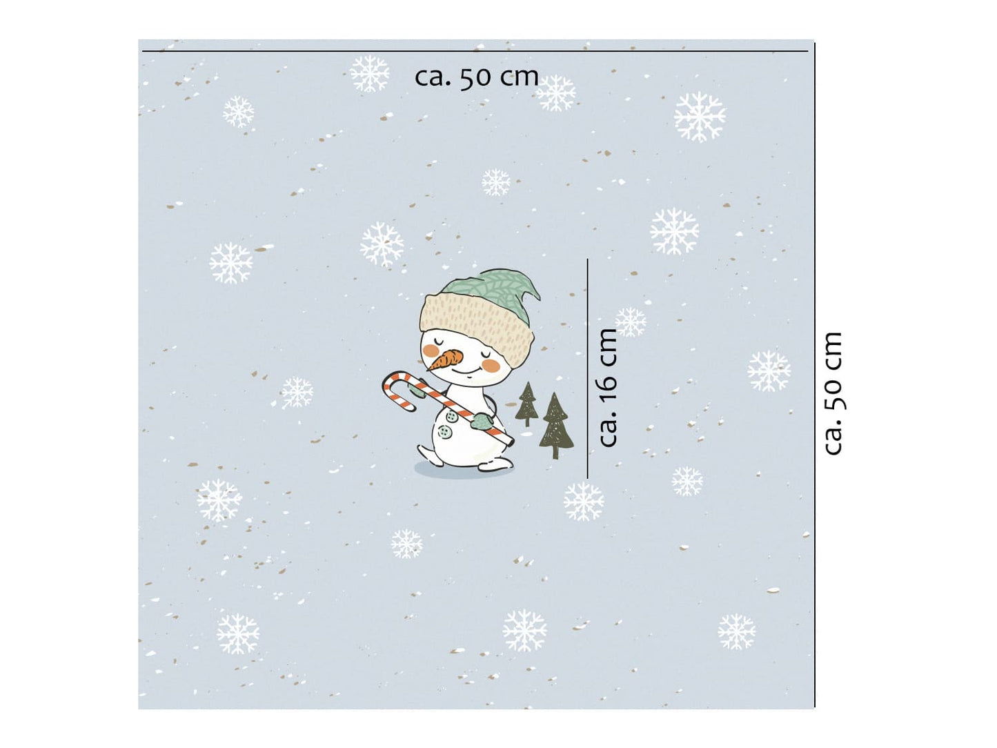 stoff-french-terry-sommersweat-sweat-unangeraut-baumwolle-kathi-kunterbunt-weihnachten-winter-schneemann-tannenbaum-schnee-schneeflocken-blaugrau-panel-schneemann-mit-zuckerstange-
