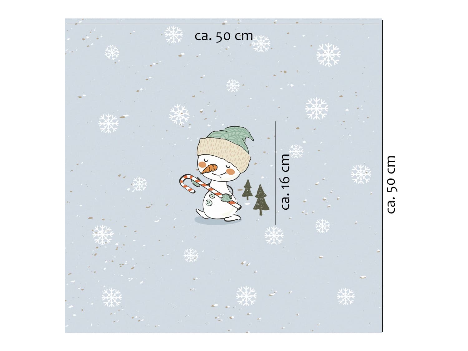 stoff-french-terry-sommersweat-sweat-unangeraut-baumwolle-kathi-kunterbunt-weihnachten-winter-schneemann-tannenbaum-schnee-schneeflocken-blaugrau-panel-schneemann-mit-zuckerstange-