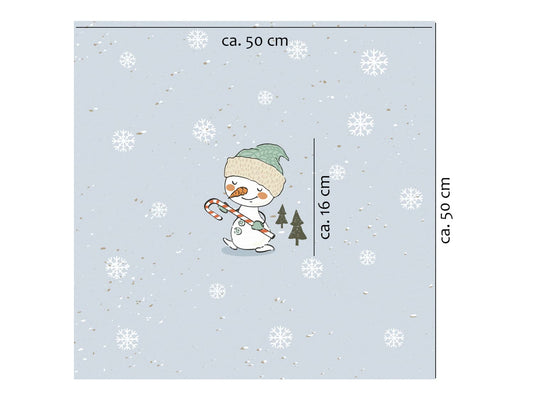 stoff-french-terry-sommersweat-sweat-unangeraut-baumwolle-kathi-kunterbunt-weihnachten-winter-schneemann-tannenbaum-schnee-schneeflocken-blaugrau-panel-schneemann-mit-zuckerstange-