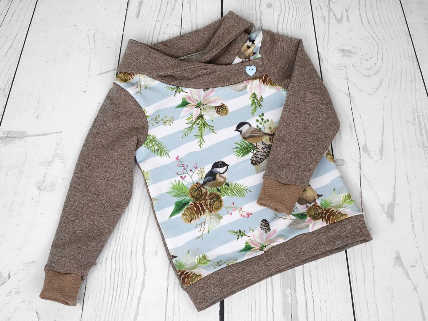 stoff-french-terry-sommersweat-sweat-unangeraut-baumwolle-kathi-kunterbunt-winter-vogel-streifen-hellblau-beispiel
