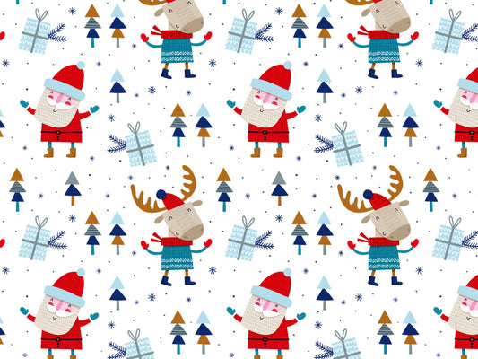 stoff-french-terry-sommersweat-sweat-unangeraut-baumwolle-kathi-kunterbunt-winter-weihnachten-weihnachtsmann-tannenbaum-geschenk-elch-hirsch-blau