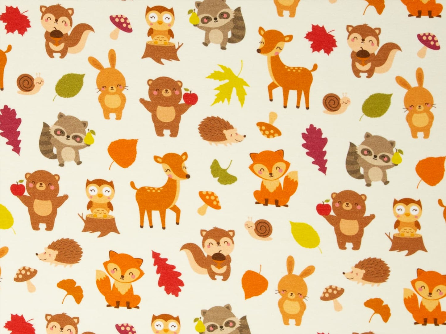 stoff-french-terry-sommersweat-unangeraut-swafing-tomke-herbst-winter-2023-24-herbstwald-blaetter-tiere-creme-2